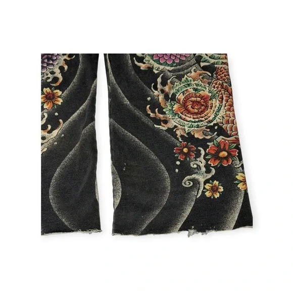 Rare: Y2K Lucky Brand ❀ Embroidered Asian Koi Butterfly Sweatpants ❀ Black ❀ L - Picture 4 of 16